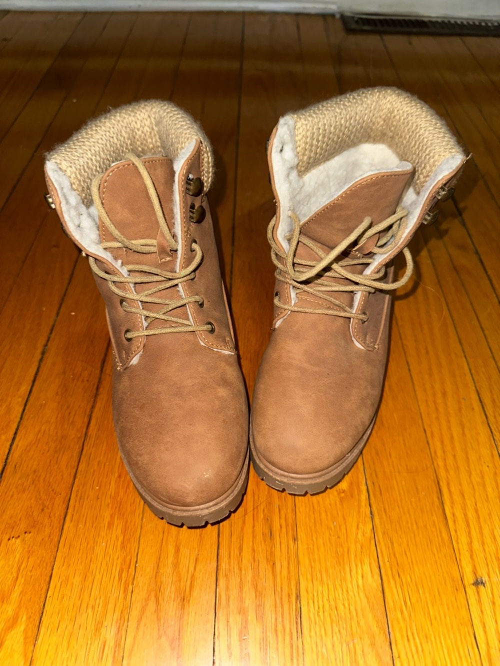Ardene Tan Lace-Up Winter Boots